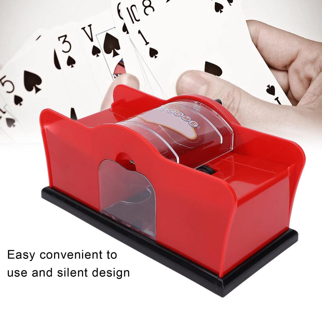 FILFEEL Manual Card Shuffler, 1‑2 Deck Card Shuffler, Hand Crank Card Shuffler, for, Poker, Blackjack, Cards Game, for Family Party Games(red)
