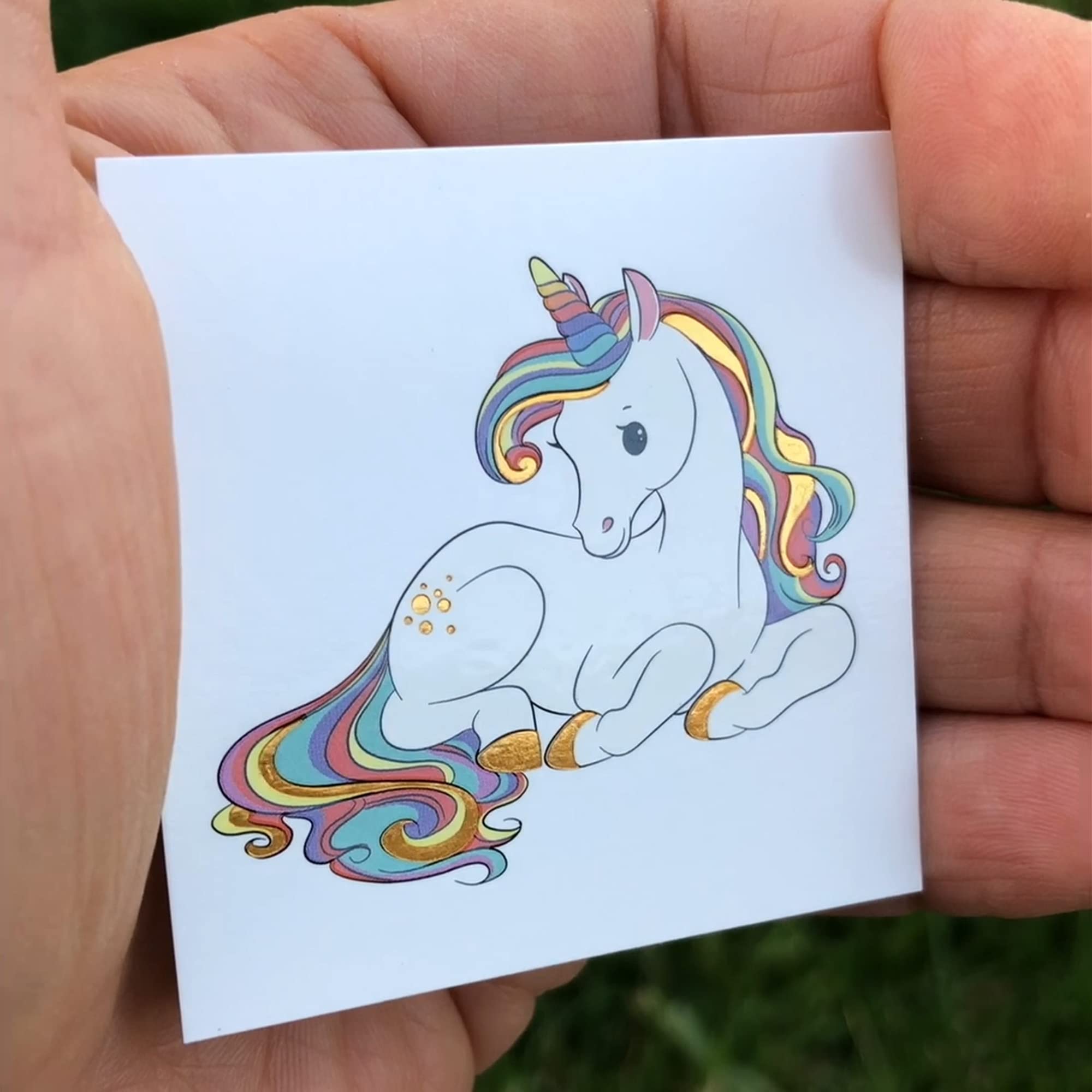 Unicorn Temporary Tattoos/Safe Non-Toxic/Pre-Cut Easy to Share/Party Favors/With Gold Sparkles/USA Company/FDA Compliant (Unicorn 36pk)