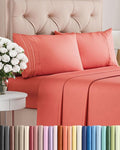 King Size 4 Piece Sheet Set - Ultra-Soft Cooling Bedding for All Ages - Deep Pockets | Oeko-Tex Certified - Coral