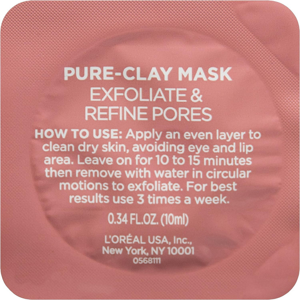 L'Oréal Paris Skincare Pure-Clay Face Mask Trial Size Set, Includes 3 Different Face Masks Made With Charcoal, Red Algae and Eucalyptus, Set