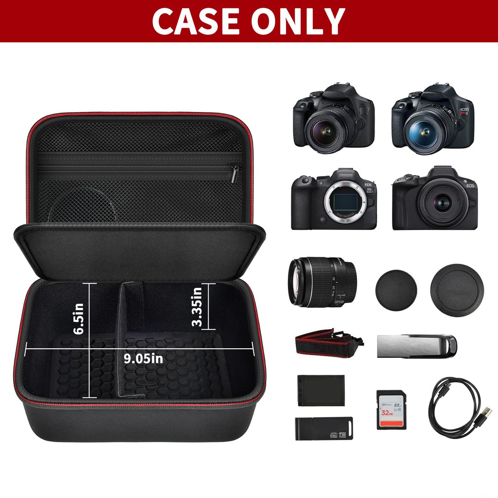 GWCASE Shockproof Lightweight Crossbody Bag for Canon T7/R50/R50V/R100 Mark II/R10/R5/R6 - Exact Fit EVA Case Holds Camera + SD Card, Battery & Charging Gear, L-Box Only