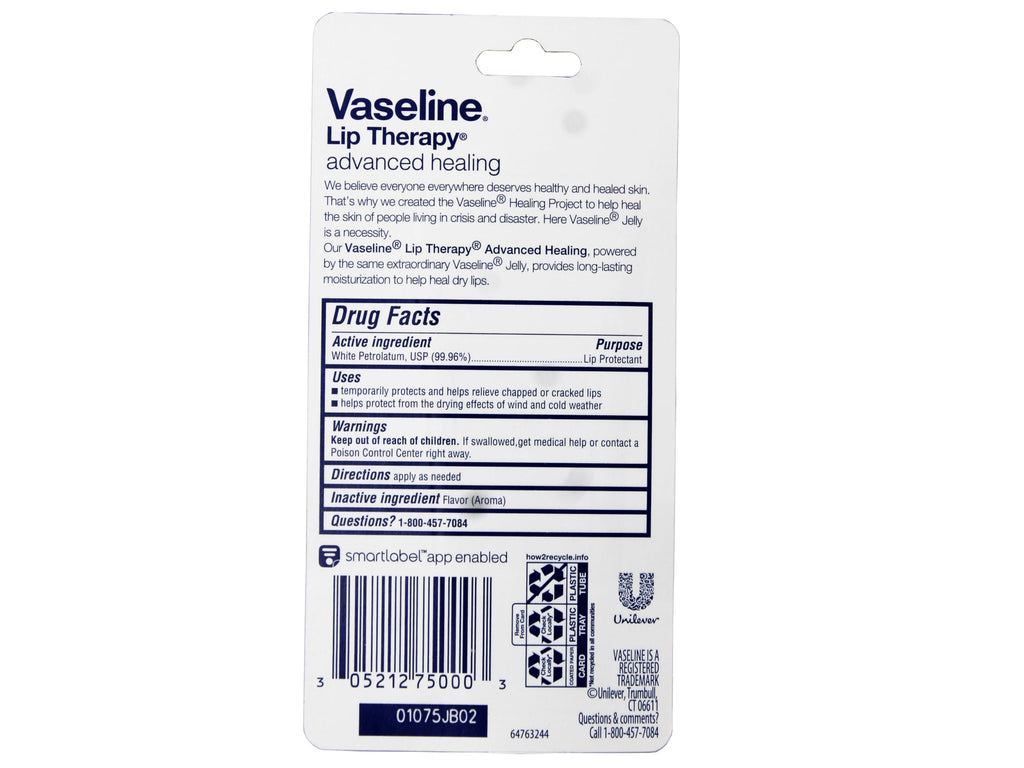 Vaseline Lip Therapy Advanced Formula 0.35 oz (Pack of 4)