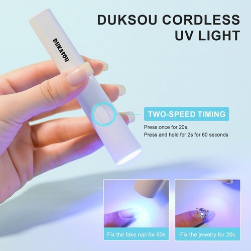 DUKASOU Portable Mini LED Nail Lamp for Gel Polish - Cordless Rechargeable USB Nail Dryer for Fast Curing Home DIY Manicure Art