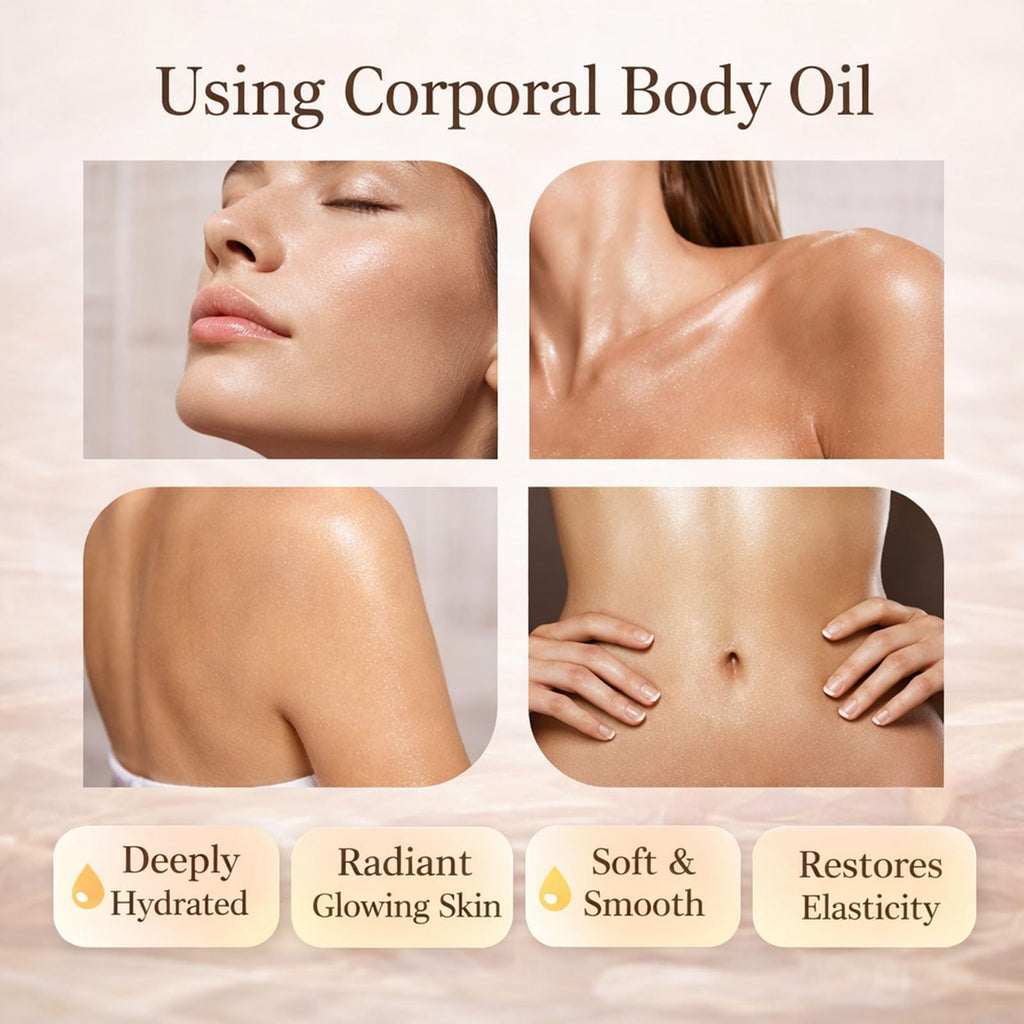 Jfsyb Aceite Corporal Original - Body Oil Lightweight Hydrating & Firming Body Oil with Sweet Almond, Argan, Shea & Cocoa Butter, Vitamin E, Non-Greasy – For Dry & Dull Skin – 150ml