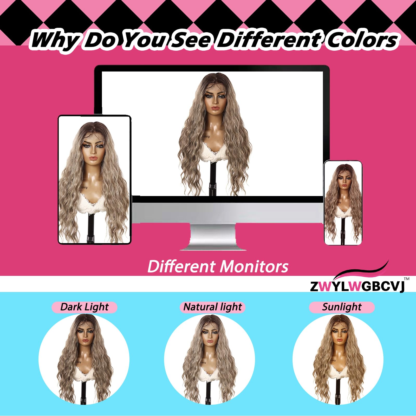 ZWYLWGBCVJ 13×4 Synthetic Lace Front Wig for Women Long Curly Wavy Heat Resistant Fiber Wigs Natrural Hairline and Baby Hair for Daily Party Use (30inch)