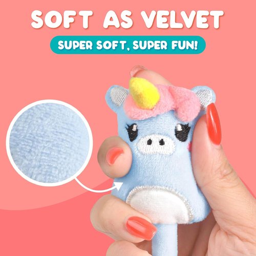 BUNMO Plush Cute Pens 3-Pack - Squishy Animal Pens with Scented Glitter Ink Refills | Cat, Cow, Unicorn