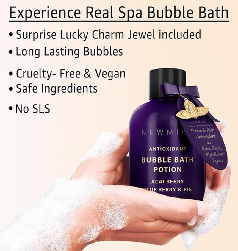 Skiennix Antioxidant Bubble Bath - Long-Lasting Foam with Acai Berry & Blueberry | Detox & Relaxation Spa Gift