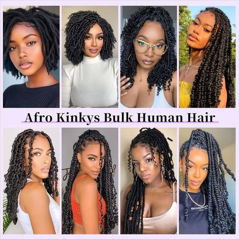 Afro Kinkys Bulk Human Hair 100% Real Human Hair 4c Kinky Curly Hair Bundles for Locs 1 Pack 60g,Dreadlocks Extensions,Twist Braiding,Double Lifespan Virgin Hair 14 inch Natural Black