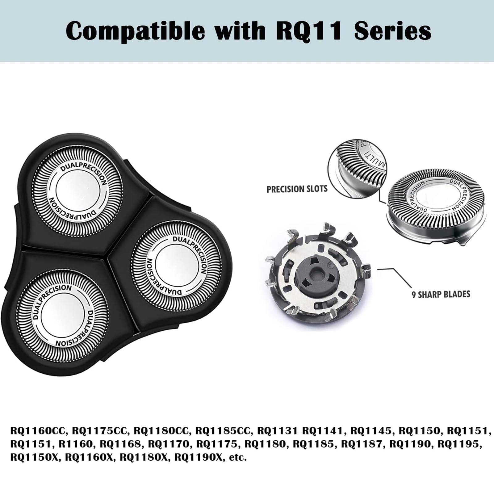 Suleto RQ11 Replacement Heads Compatible with Philips Shaver 1150x, 1160x, 1170x,1180x Series, RQ11 Shaving Razor Replacement Blades for Senso-Touch 2D (1100 Series) New Upgraded Shaving Unit