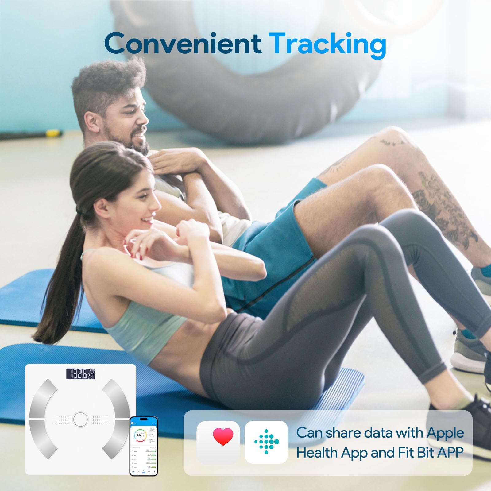 Smart Scale for Body Weight, Bathroom Digital Weighing Scale with BMI, Body Fat, Muscle Mass, Accurate Bluetooth Home User Health Equipment Sync Apps【White】