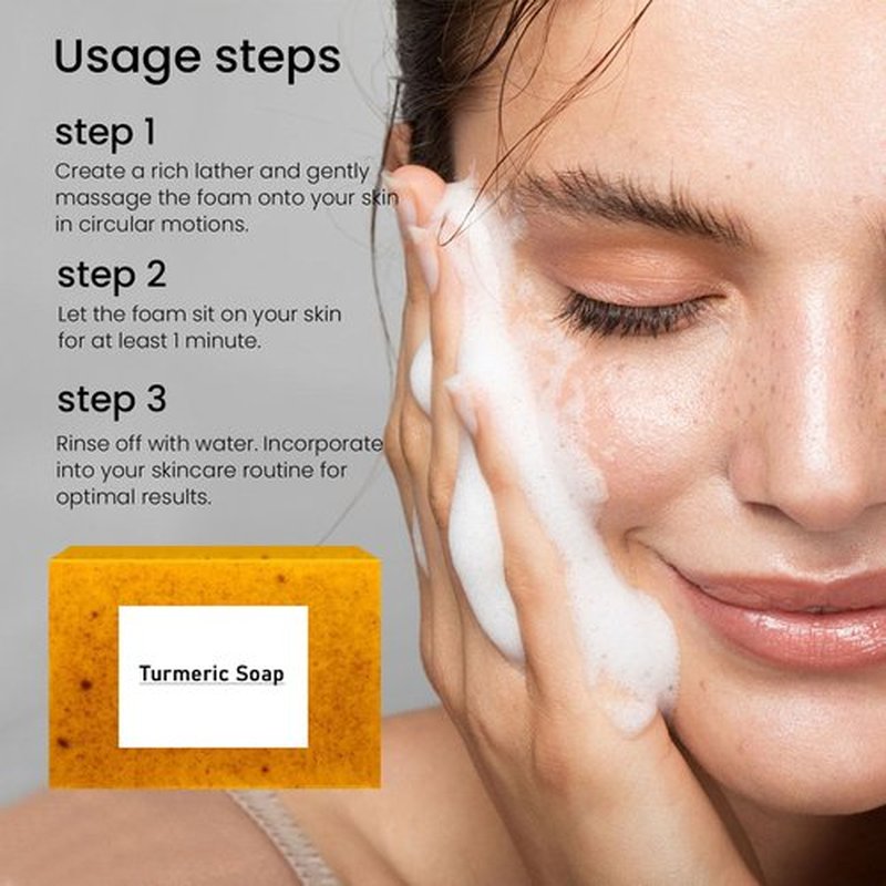 2pc Lemon Turmeric Soap, for Face and Body,Lemon Turmeric Soap infused with turmeric Extract, Soft, gentle and effective