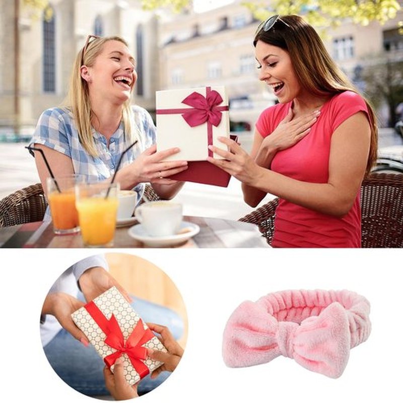 JHJEWH Spa Headbands,Makeup Headbands for Women,Facial Headband Bulk,Soft Coral Fleece Headband for Makeup,Cosmetic Head Wraps,Bow Hair Bands for Face Washing Shower Skin Care (pink, 12pcs)