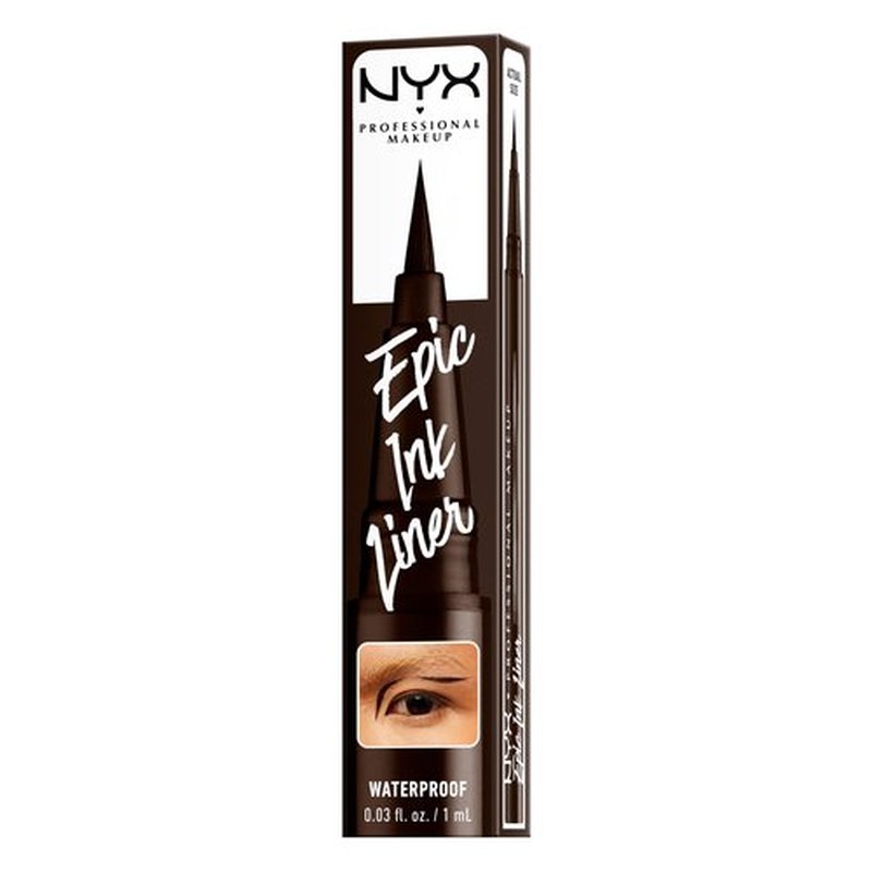 NYX PROFESSIONAL MAKEUP Epic Ink Liner, Waterproof Liquid Eyeliner with Vegan Formula - Dark Chocolate (Dark Brown Matte)