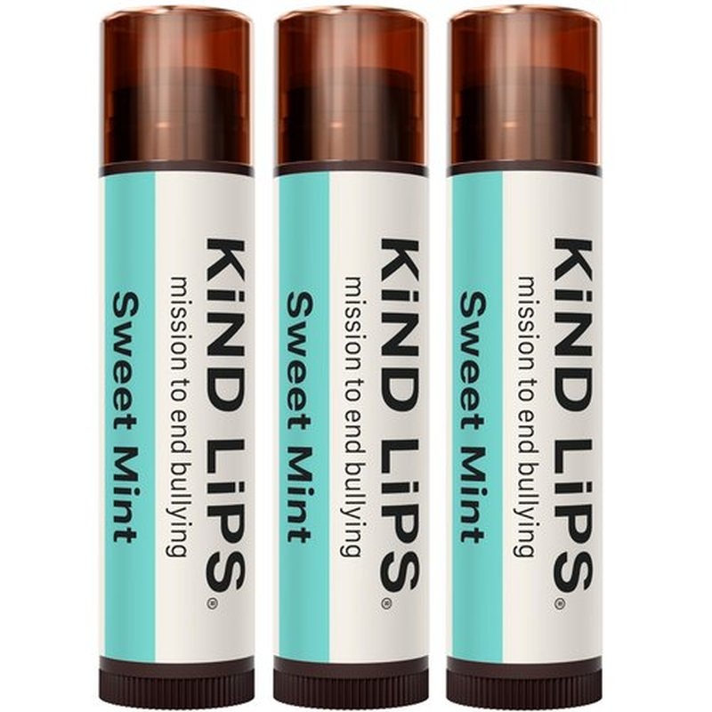 Kind Lips Organic Sweet Mint Lip Balm 3-Pack – Cooling, Refreshing Lip Care for Dry, Chapped Lips • 100% Natural, Clean, Gluten-Free, Grain-Free • Made in USA • Everyday Value chapstick Set