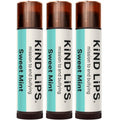 Kind Lips Organic Sweet Mint Lip Balm 3-Pack – Cooling, Refreshing Lip Care for Dry, Chapped Lips • 100% Natural, Clean, Gluten-Free, Grain-Free • Made in USA • Everyday Value chapstick Set