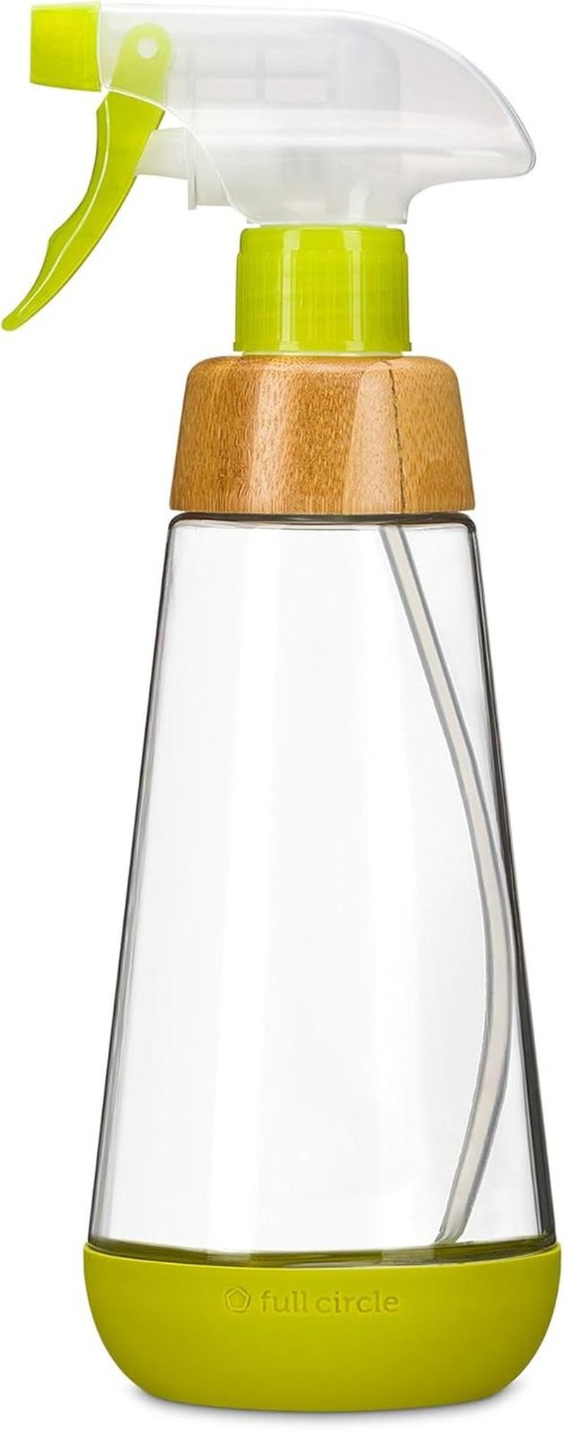 Full Circle 16oz Glass Spray Bottles - Green & Gray with Stream & Mist Modes, Bamboo Accents