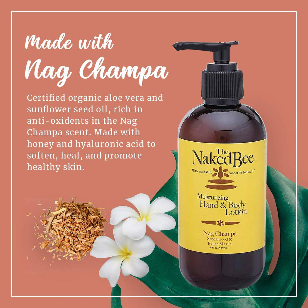 The Naked Bee Nourishing Body Lotion for All Skin Types (8 oz) Moisture Replenishing Lotion for Dry Skin with Nag Champa Sandalwood & Indian Massala