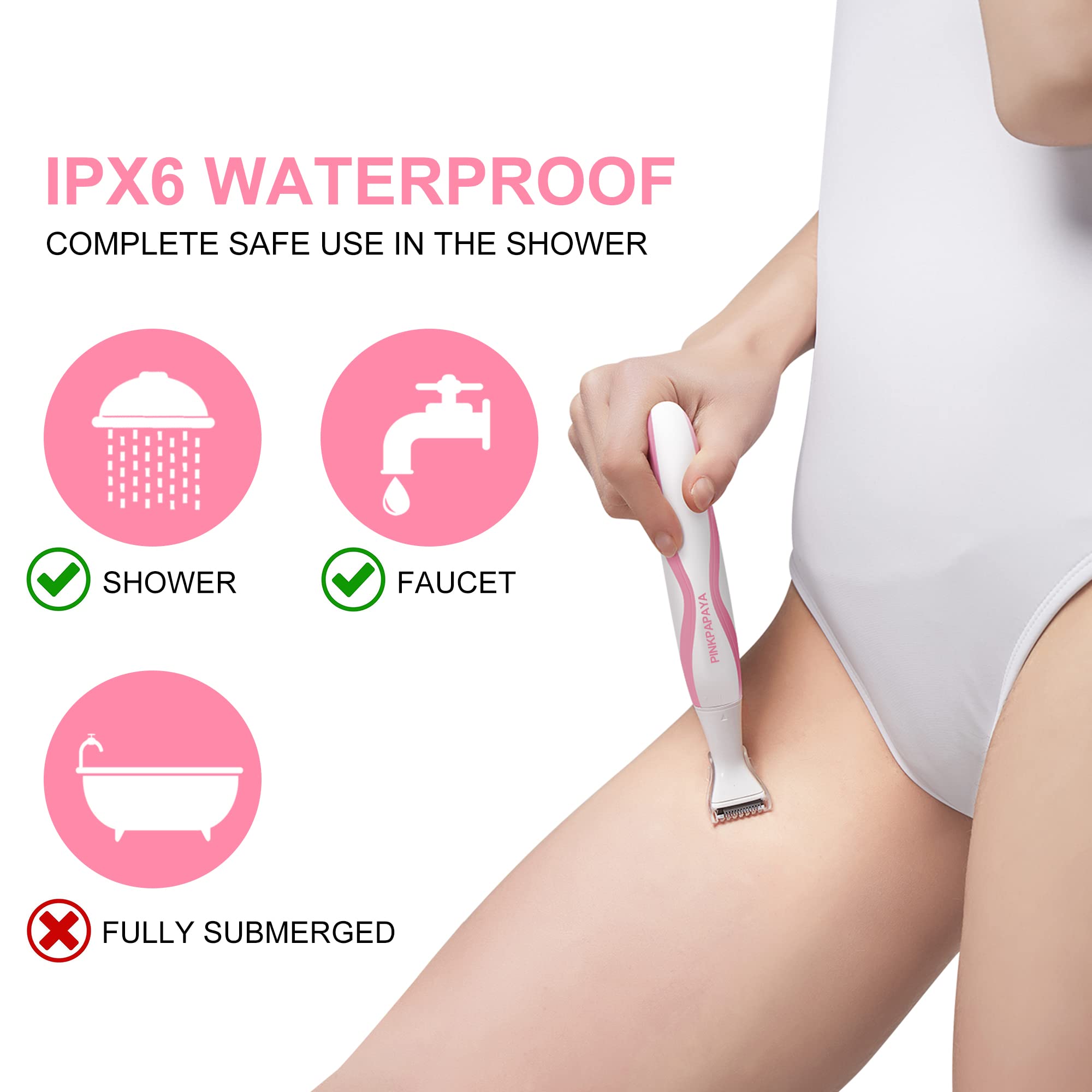 pinkpapaya 4in1 Nose Hair Trimmer for Women,Facial Hair Remover,Electric Face Shaver Razor for Nose Ear,Bikini Trimmer for Women.Black/iu7x
