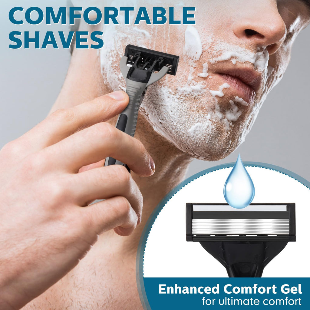 Lanties 24 Pcs Men's Disposable Razors Bulk 5-blade Blade Razors for Men Set Sensitive Skin Razor Disposable Head Razor for a Smooth and Comfortable Shave