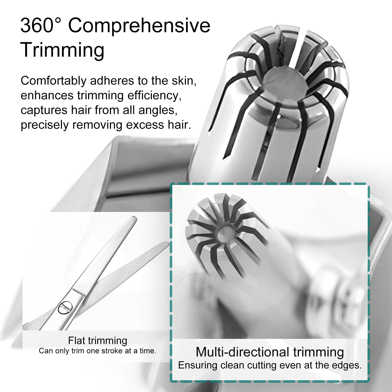 Jaasuee Manual Nose Hair Trimmer for Men & Women, Stainless Steel, Waterproof, No Battery Needed with Cleaning Brush Trimmer for Ear,Moustache and Whiskers Hair, Metal