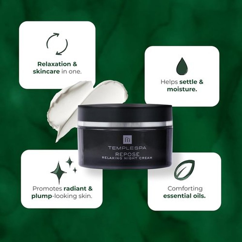 TEMPLESPA | Repose Night Face Cream - Relaxing Aromatherapy, Vitamin-Rich Anti-Aging Moisturizer, 1.6 fl. oz.