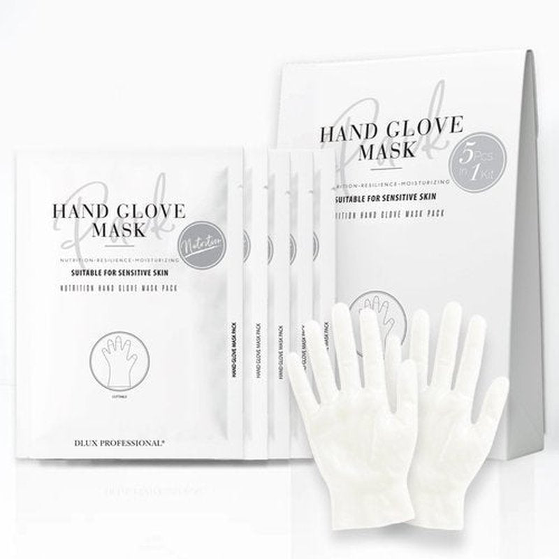 DLUX PROFESSIONAL Hand Mask - 5 Packs of 2 Nutritious Fragrant Hand Mask Gloves, Protein Rich Moisturizing Gloves For Dry Hands, Single Use Hand Masks for Dry Cracked Hands Overnight
