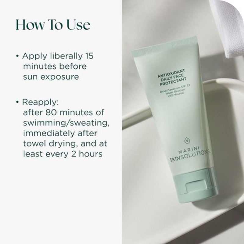 Marini SkinSolutions Antioxidant Daily Face Protectant - Broad-Spectrum SPF 33 Sunscreen | Water Resistant, 2 oz