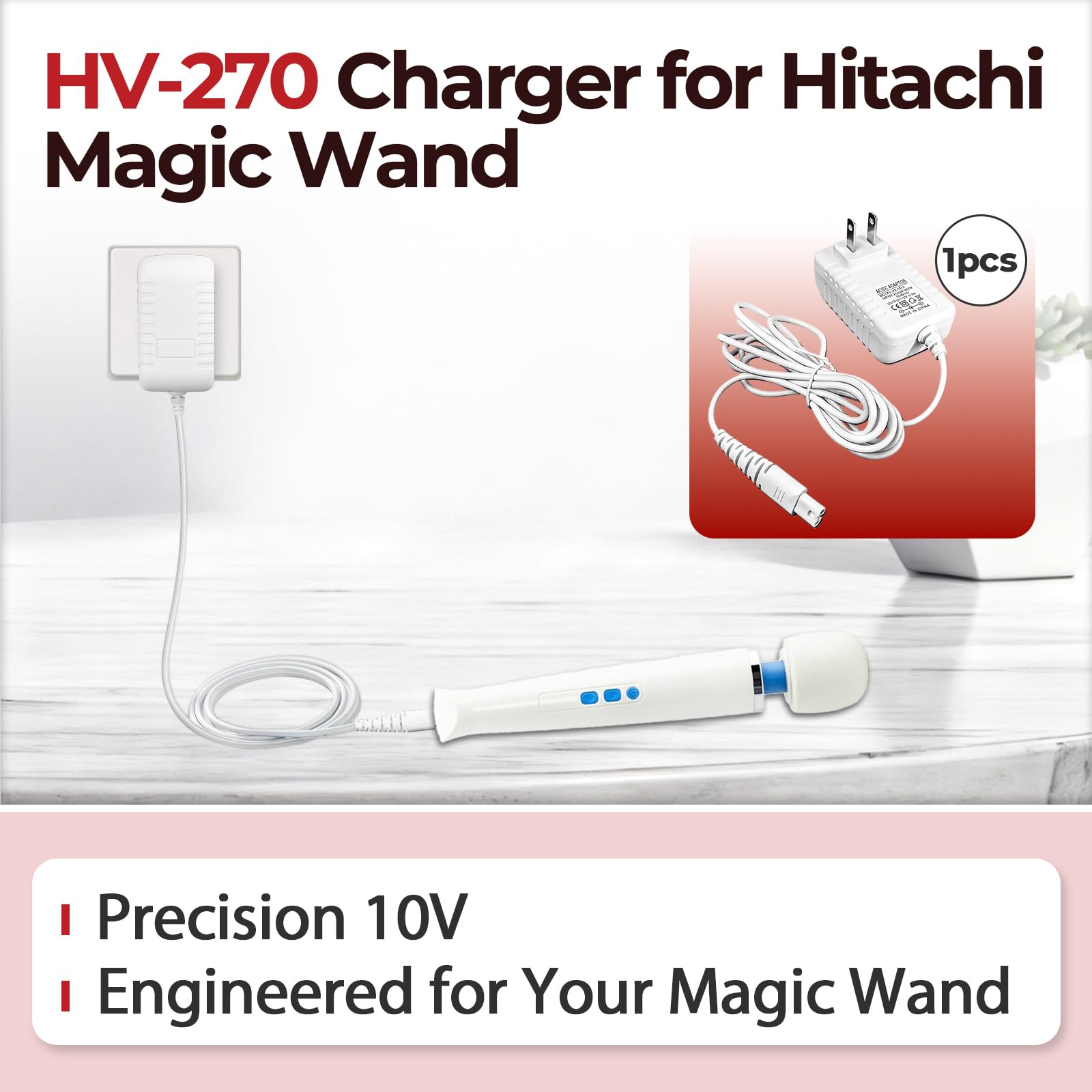 HV-270 10V Power Adapter Charging Cable Compatible with Hitachi Magic Wand
