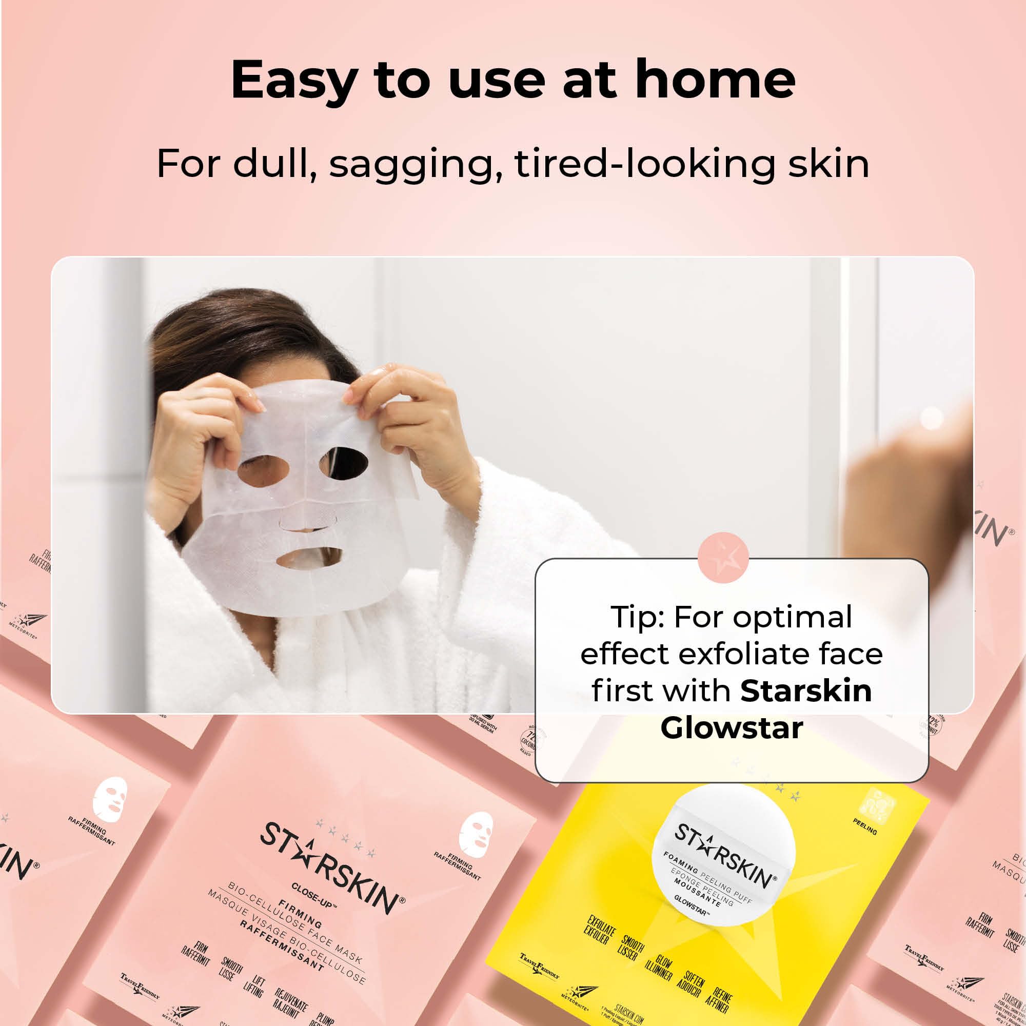 STARSKIN Close-Up 1x40g, Coconut Bio-Cellulose Firming Face Mask for all Skin Types, Face Lifting Korean Skincare Mask, Skin Elasticity Improvement and Rejuvenating Effect, K Beauty Skincare