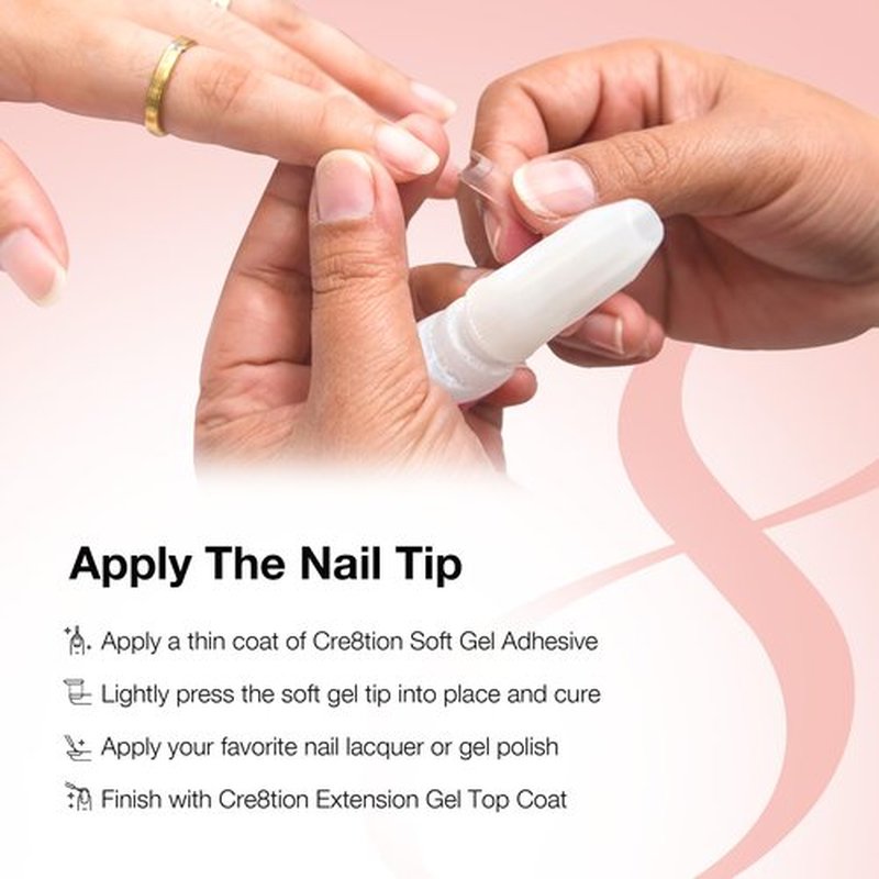 Cre8tion Soft Gel Nail Tips, Extra Long Stiletto Shape, 602 Tips in 14 Sizes (00-9) for Professional Nail Extensions