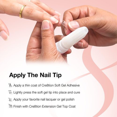 Cre8tion Soft Gel Nail Tips, Long Coffin Shape, 602 Tips in 14 Sizes (00-9) for Professional Nail Extensions