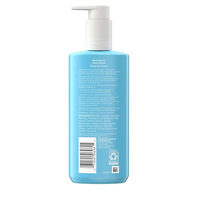 Neutrogena Hydro Boost Body Gel Cream - Hydrating Moisturizer with Hyaluronic Acid | Fragrance-Free, 8.5 oz