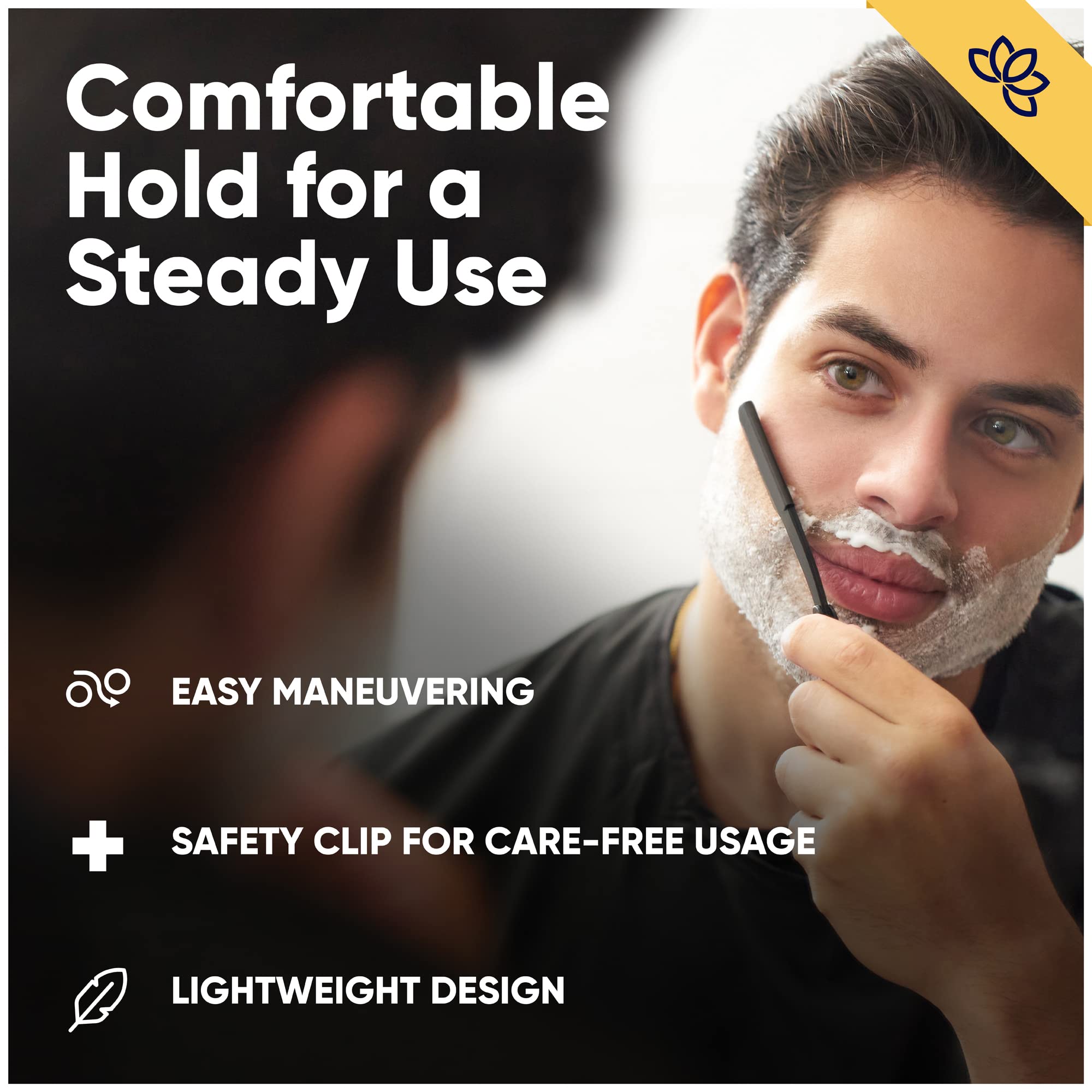 Equinox Professional Straight Edge Razor with 100 Single Derby Blades 100% Stainless Steel Razor and Blades - Close Shaving Men's Manual Shaver - Disposable Blades -Barber Straight Razor Kit - Black