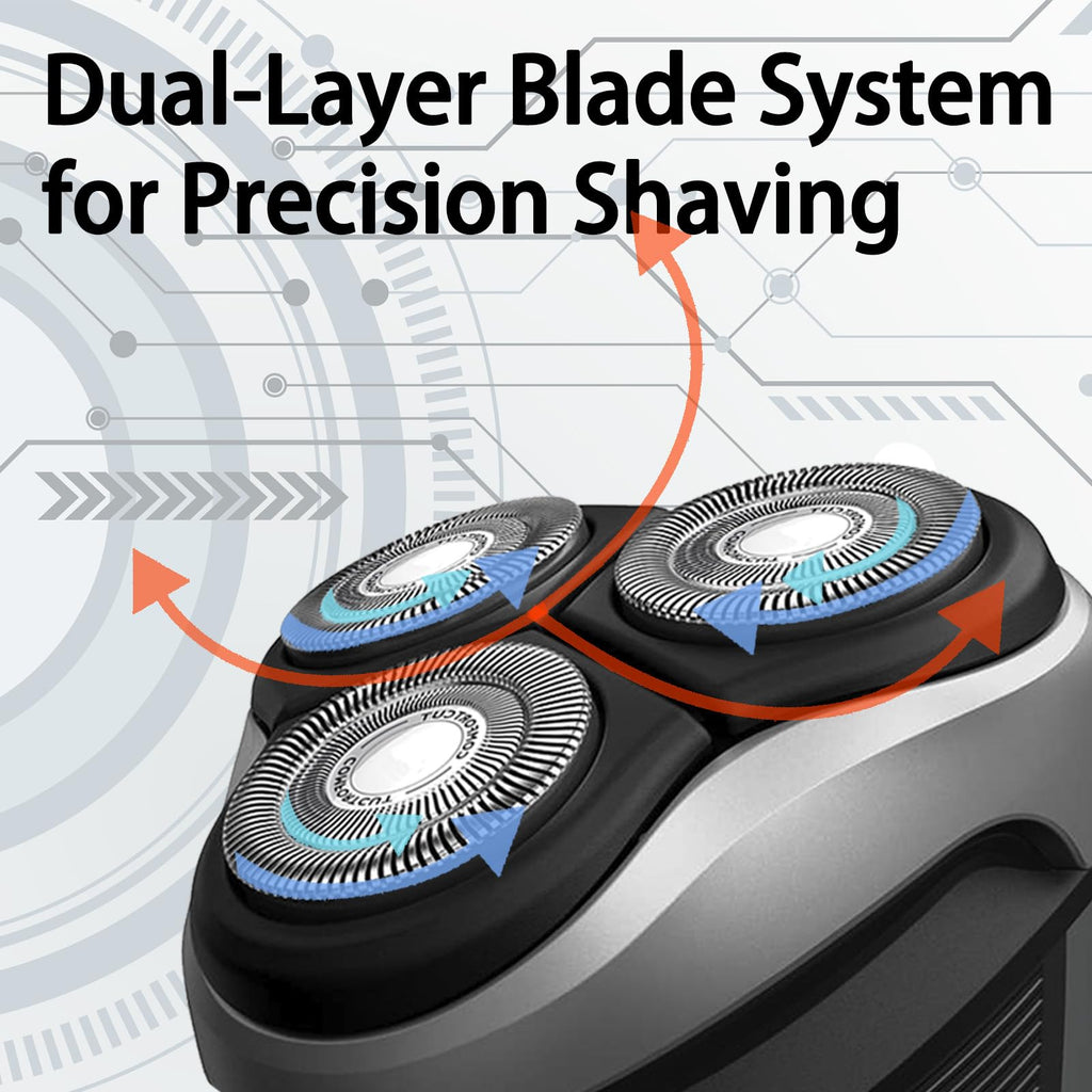 GORLENT 6 Pack SH30/HQ8 Replacment Blades for Aquatec PTxxx, ATxxx Series Razors, Dual-Layer Shaver Heads for Close and Smooth Shave