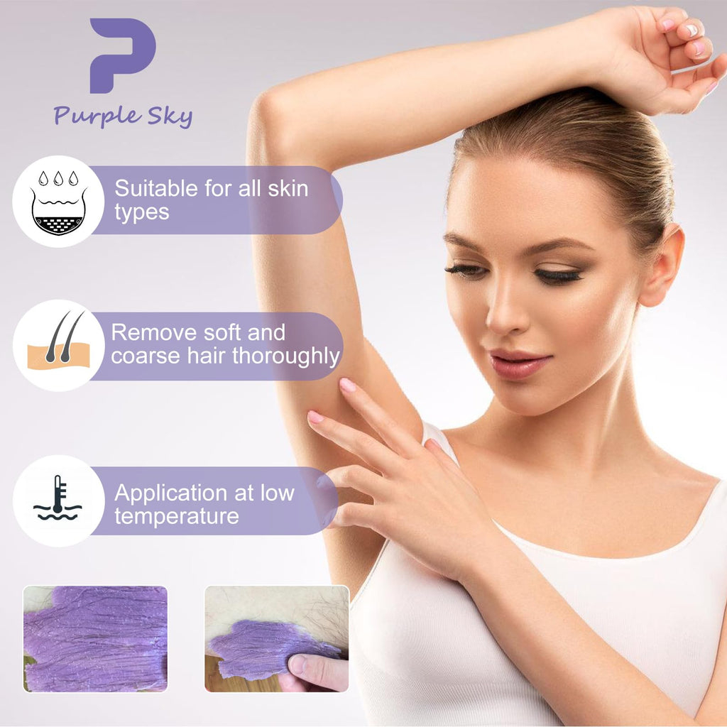 PURPLESKY 5lbs Hard Wax Beads Bulk, Professional Hair Removal Wax Kit for Coarse Hair & Sensitive Skin, Low Temperature, Microwavable, Painless Brazilian, Bikini, Face, Leg, Body Home Use, Purple