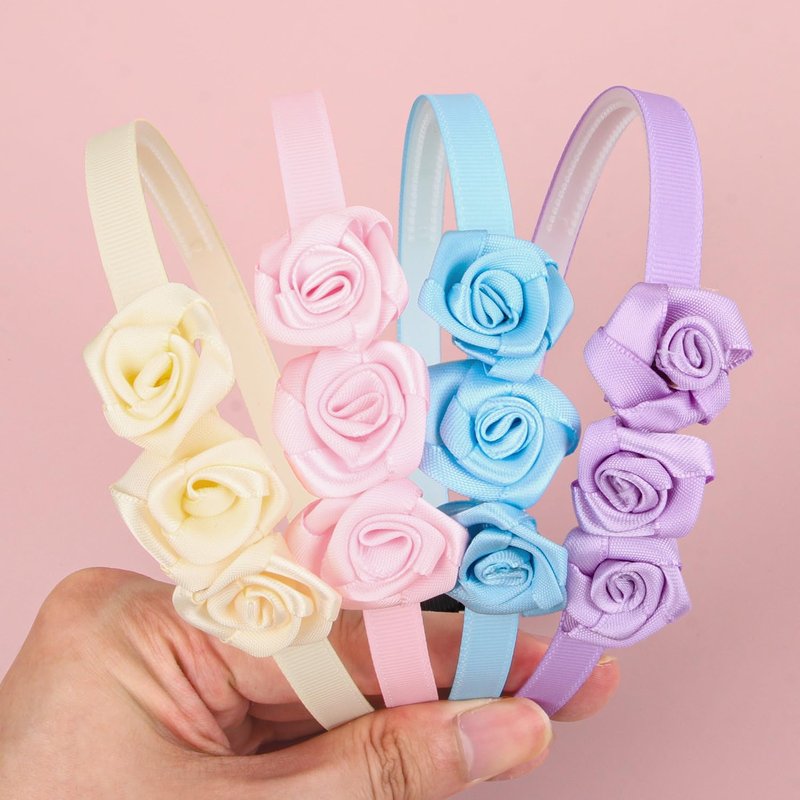 XIMA Fabric Rose Flower Headbands for Toddler Girls Multiple Colors Flower Hair Accessories for Kids Pack of 16