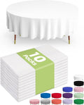 Pureegg Disposable Round Table Cloths - 84'' White Plastic Covers for Parties & Weddings | 10 Pack, Leakproof & Sturdy