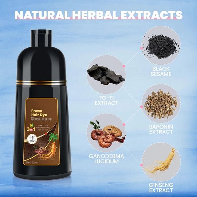 BOJICA Hair Color Shampoo, Brown Hair Dye Shampoo 3 in 1 for Women&Men Herbal Ingredients Hair Dye in Minutes/Semi-Permanent/(16.9 FL OZ)