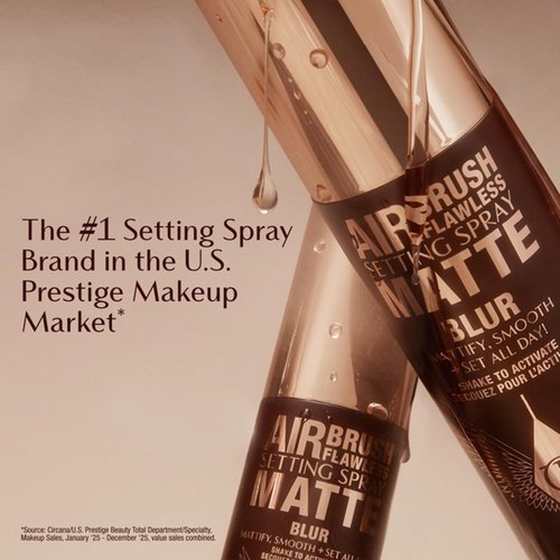 Charlotte Tilbury Airbrush Flawless Matte Setting Spray - Ultra-Fine Mist to Prime & Set Face Makeup For Up to 16Hr - Soothes, Blurs Pores & Calms Skin (3.3oz)
