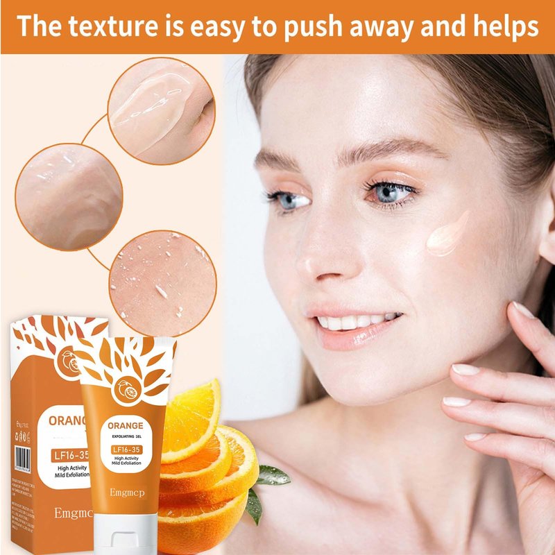 Orange Enzymes Exfoliating Gel for Face and Body, Deep Pore Cleansing & Tightening, Improve Blackhead, Moisturizing Scrub to Smooth Skin, Gentle for All Skin Types (1pc, 50ml)