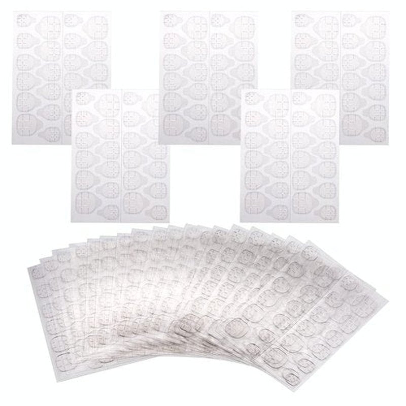 PPAKK 50 Sheets (1200pcs) Double-Sided Nail Adhesive Stickers Breathable Transparent Bendable Fake Nail Glue Fake Nail Tips for Women and Girls