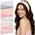 obeoby 8 Pack Pink Cute Headbands for Girls Daughter, Floral Stripe Headbands for Spring Summer Outfit Non Slip Wide Headband