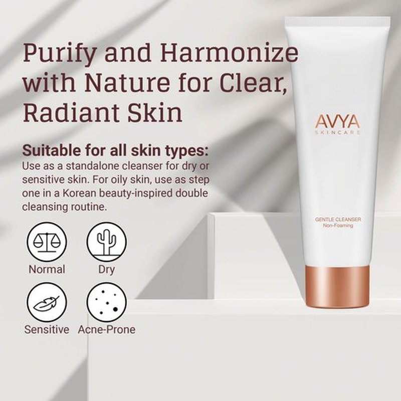 Avya Skincare Gentle Face Cleanser | Hyaluronic & Salicylic Acid | Gentle Exfoliation to Cleanse & Purify Skin | 30ml (1oz)