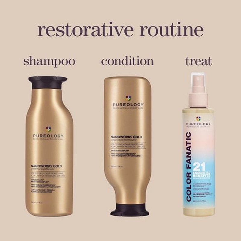 Pureology Nanoworks Gold Shampoo & Conditioner Bundle - Sulfate-Free & Vegan for Color-Treated Hair, 33.8 Fl Oz (Pack of 2)