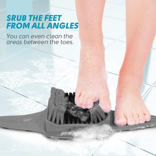 BESKAR Shower Foot Scrubber Mat with Pumice Stone, Cleans, Exfoliates & Smooths Your Foot Without Bending in The Shower or Bathtub, Foot Dead Skin & Callus Remover, Upgraded Non-Slip Suction Cups