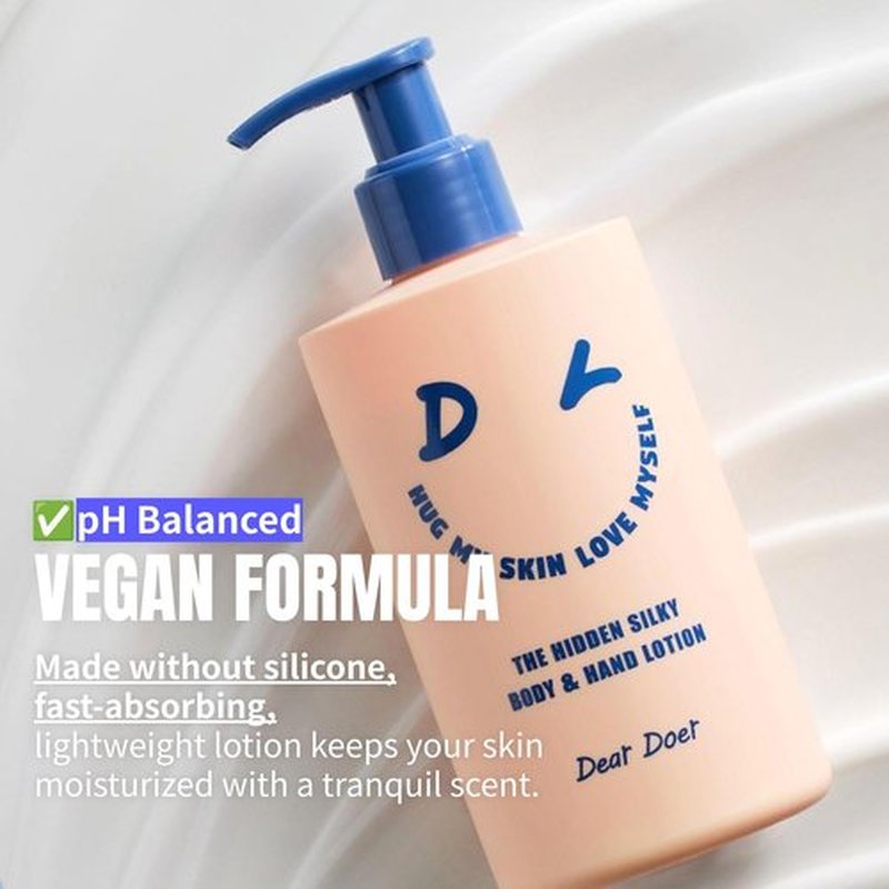 Dear Doer] The Hidden Silky Body & Hand Lotion | Vegan | 10.14 fl.oz - pH-Balanced, Non-Sticky Lotion, No Added Silicone, for Velvety Skin