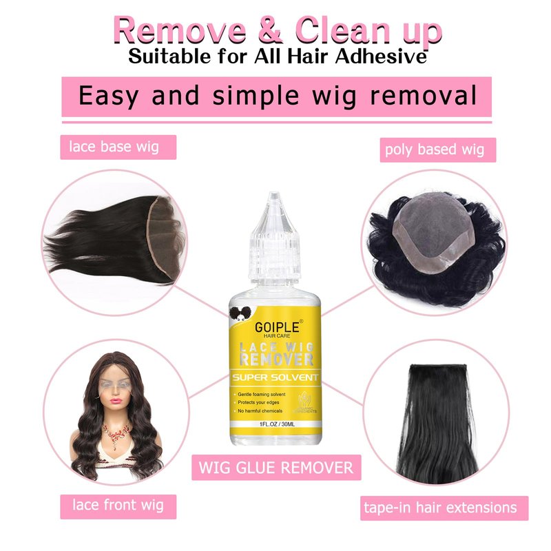 Wig Glue for Lace Front Wigs Lace Glue for Wig, Strong Hold Lace Glue for Lace Front Wig Lace Adhesive Hair Replacement with Remover, Wig Band, Hair Wax Stick, Edge Control Wig Installation Kit(10pcs)
