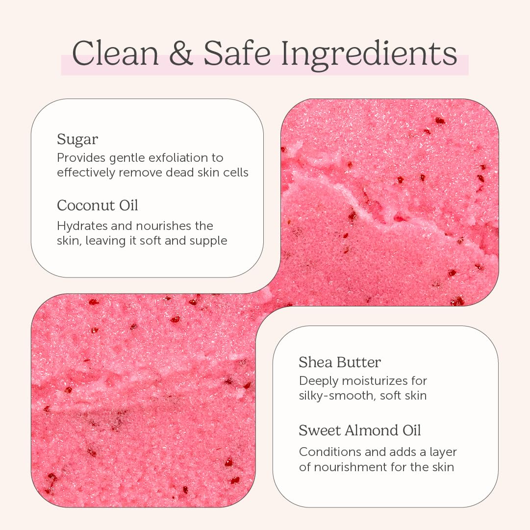 Sugar Scrub, Watermelon Body Scrub, Exfoliating Bump Eraser Scrub, Pre-Shave Leg Scrub, Butt Exfoliator Scrub, Bikini Hair Scrub, Natural and Vegan Body Skin Care for Women, 8 oz (Watermelon)
