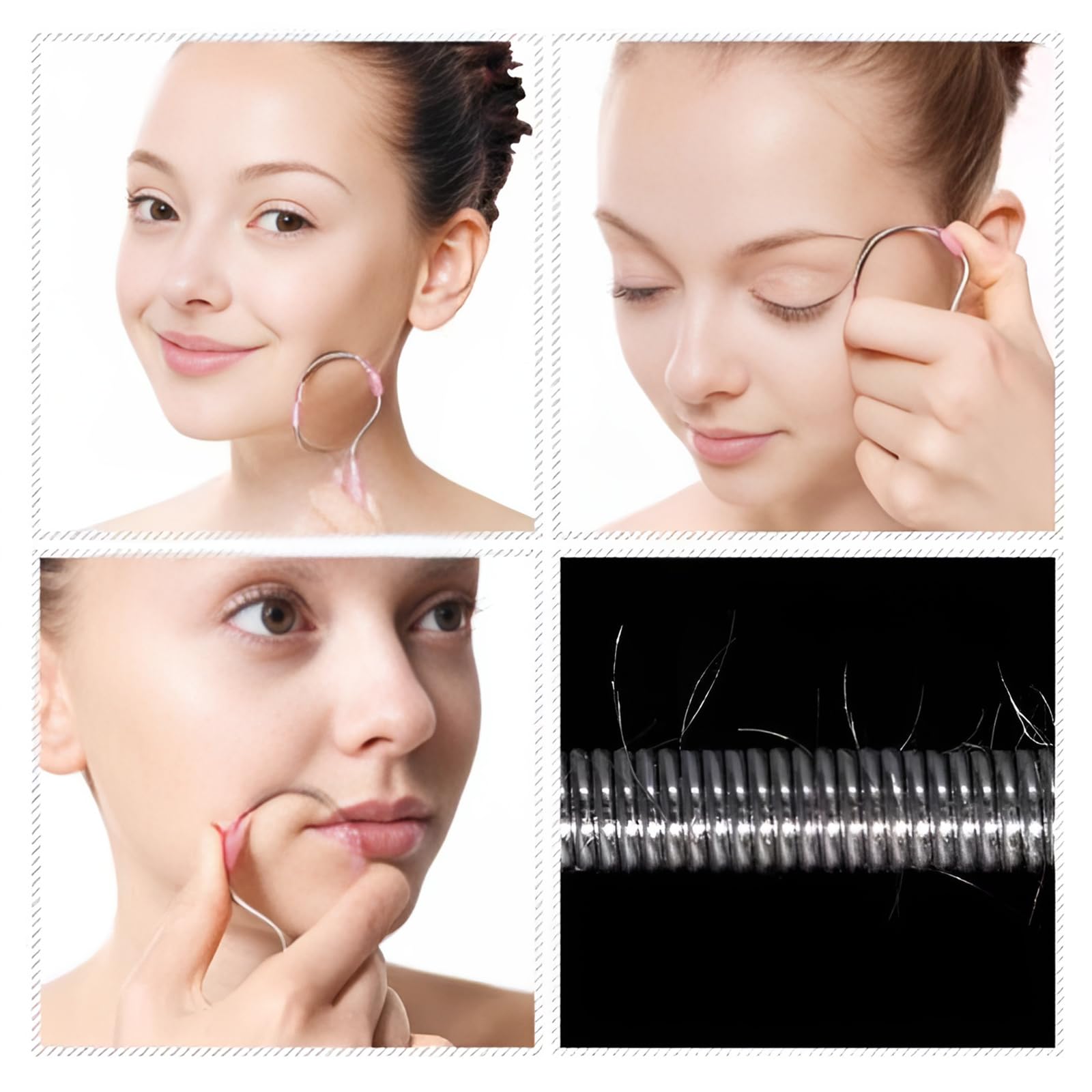 4 Pcs Facial Hair Remover Manual Epilator Spring Spring Face Hair Remover with Handle Hair Epilator Tool (Random Color)