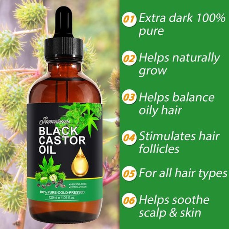 NIFEISHI Jamaican Black Castor Oil Organic Cold Pressed Glass Bottle, 4.04 fl oz